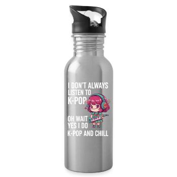 Ich höre nicht immer K-Pop Ja, ich mache K-Pop und - Trinkflasche mit integriertem Trinkhalm - Lightsilver - Rechts