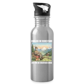 Ruhestand Wandern Zeit für die wichtigen Dinge - Trinkflasche mit integriertem Trinkhalm - Lightsilver - Rechts