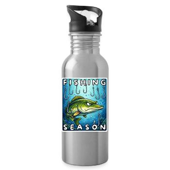 Fishing Season Lustiger Hecht Angel Shirt, Sticker - Trinkflasche mit integriertem Trinkhalm - Lightsilver - Rechts