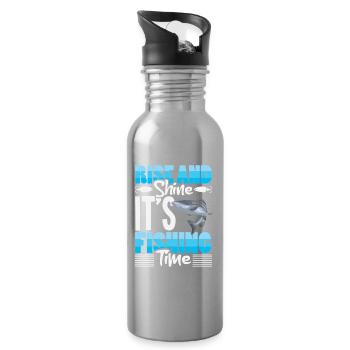 Fisherman Fish Fishing Sayings Funny Angler - Water bottle with straw - silver - Right