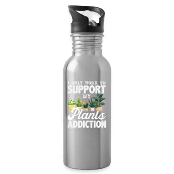 Nur Arbeiten, Um Meine Pflanzen Zu Unterstützen - Trinkflasche mit integriertem Trinkhalm - Lightsilver - Rechts