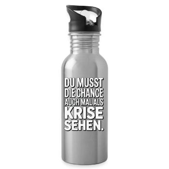Chance als Krise Spruch Design - Trinkflasche mit integriertem Trinkhalm - Lightsilver - Rechts