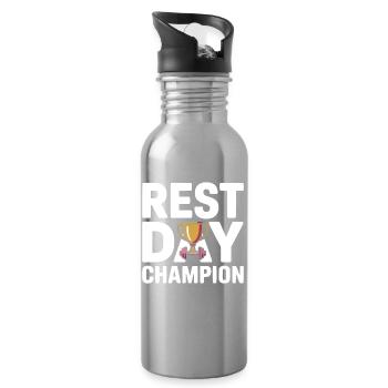 Humour de la Championne de la Journée de repos sur la forme physique - Gourde avec paille intégrée - argent clair - Droite