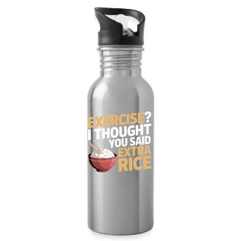 Extra Rice Humor - Water bottle with straw - silver - Right