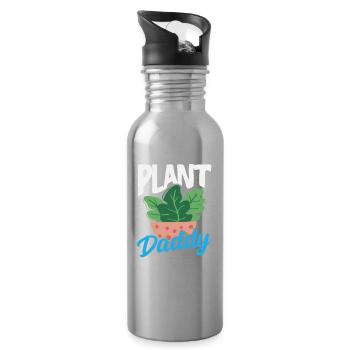Plant Lover Daddy Plants Succulent Flower - Water bottle with straw - silver - Right