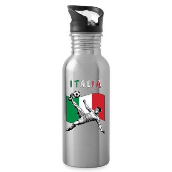 Fußball Italien Calcio Flagge Fallrückzieher - Trinkflasche mit integriertem Trinkhalm - Lightsilver - Rechts