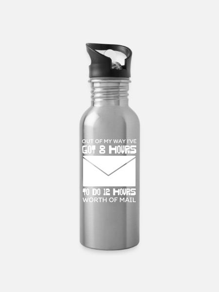 Acht Stunden E Mail Marathon - Trinkflasche mit integriertem Trinkhalm - Lightsilver