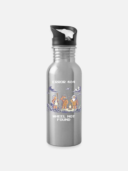 Fehler 404: Rad fehlt | Steinzeit Humor - Trinkflasche mit integriertem Trinkhalm - Lightsilver