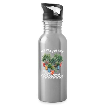 Plant Lover Plants Valentine Succulent - Water bottle with straw - silver - Right