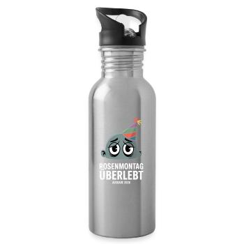 Rosenmontag Überlebt Ausgabe 2026 Kater Karneval - Trinkflasche mit integriertem Trinkhalm - Lightsilver - Rechts