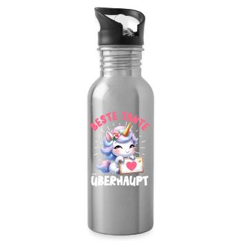 Enfant LA MEILLEURE TANTE DE TOUS LES TEMPS Drôle - Gourde avec paille intégrée - argent clair - Droite