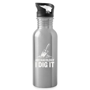 Archaeology I Dig It - Water bottle with straw - silver - Right