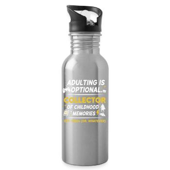 Adulting is Optional Kidult Retro Gamer Collector - Water bottle with straw - silver - Right