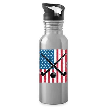 Field Hockey USA Flagge - Trinkflasche mit integriertem Trinkhalm - Lightsilver - Rechts