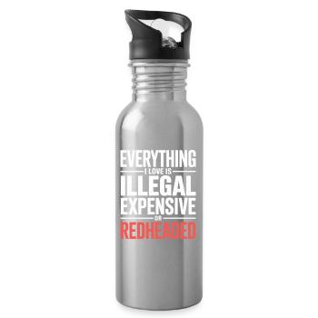 Everything I Love Is Illegal Expensive Rothaarig - Trinkflasche mit integriertem Trinkhalm - Lightsilver - Rechts