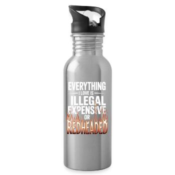 Everything I Love Is Illegal Expensive Rothaarig - Trinkflasche mit integriertem Trinkhalm - Lightsilver - Rechts