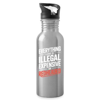 Everything I Love Is Illegal Expensive Rothaarig - Trinkflasche mit integriertem Trinkhalm - Lightsilver - Rechts