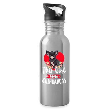 Chihuahua Chihuahueño Girl This - Water bottle with straw - silver - Right
