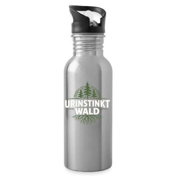 Primal Instinct Forest Emblem - Water bottle with straw - silver - Right