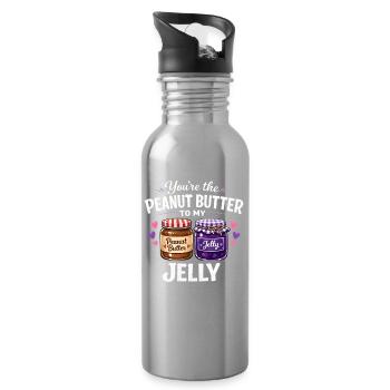  Peanut Butter To My Jelly Matching Couples - Water bottle with straw - silver - Right