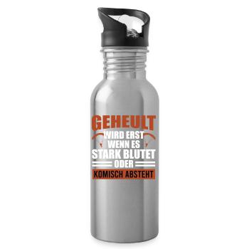 Gleitschirm GEHEULT WIRD ERST WENN ES BLUTET - Trinkflasche mit integriertem Trinkhalm - Lightsilver - Rechts