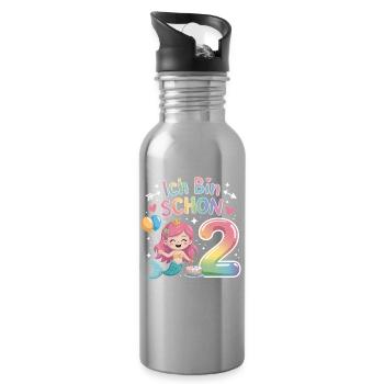 I'm Already 2 Mermaid Birthday - Water bottle with straw - silver - Right