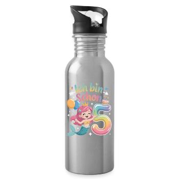 I'm already 5 Mermaid Birthday - Water bottle with straw - silver - Right