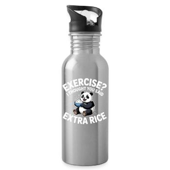 Blague sur le panda au riz - Gourde avec paille intégrée - argent clair - Droite