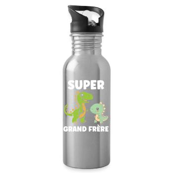 Super Big Brother Dinosaurs - Water bottle with straw - silver - Right
