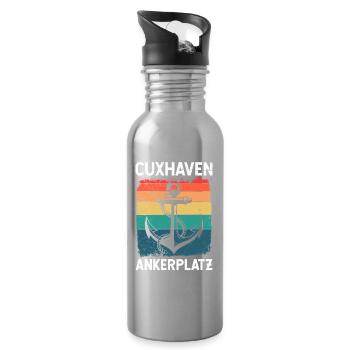 Nordsee Urlaub CUXHAVEN ANKERPLATZ Lustiges - Trinkflasche mit integriertem Trinkhalm - Lightsilver - Rechts