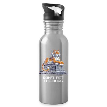 Streichel nicht den Chef | Tiger Warnung - Water bottle with straw - silver - Right