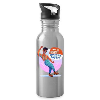 Disco boogie: Why gloomy mood? - Water bottle with straw - silver - Right