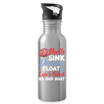 Shells Sink Dreams Float on Our Boat - Trinkflasche mit integriertem Trinkhalm - Lightsilver - Rechts