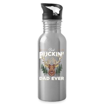 Meilleur Papa Buckin' De Tous - Gourde avec paille intégrée - argent clair - Droite
