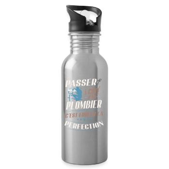 Humor Plumber Verging on Perfection - Water bottle with straw - silver - Right