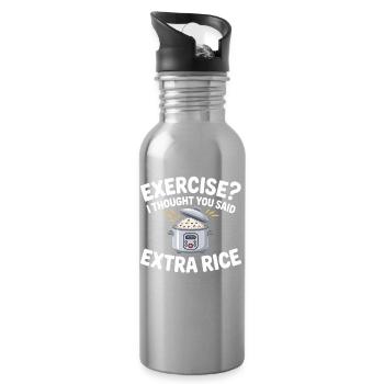 Rice Joke: Extra Rice - Water bottle with straw - silver - Right