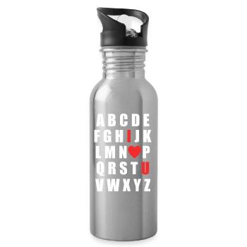 Conception pour la Saint-Valentin – Amour Cadeau Romantique - Gourde avec paille intégrée - argent clair - Droite