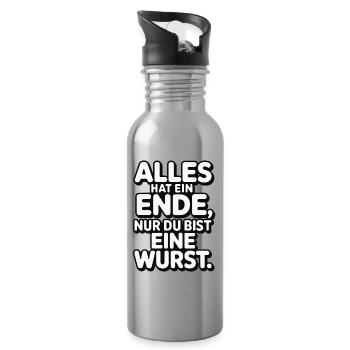 Alles hat ein Ende nur du bist eine Wurst - Trinkflasche mit integriertem Trinkhalm - Lightsilver - Rechts