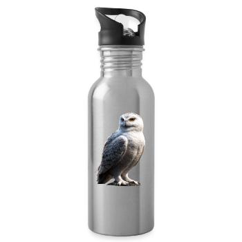 Snowy Owl White Owl Owl Owl Owl Snow Owl - Water bottle with straw - silver - Right