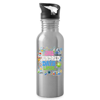 One Hundred Days Later – Science Comic - Water bottle with straw - silver - Right