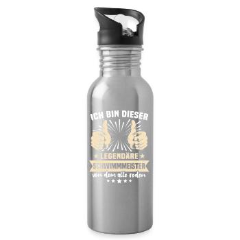 Swimming Master Sayings - Water bottle with straw - silver - Right