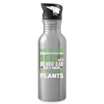 Let's Get Some Plants Funny Plant Lover - Water bottle with straw - silver - Right