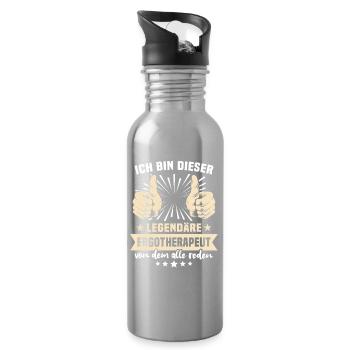 Ergotherapeut Sprüche - Trinkflasche mit integriertem Trinkhalm - Lightsilver - Rechts