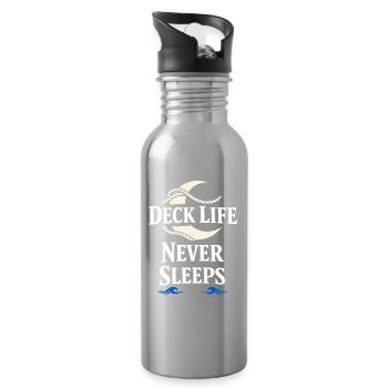 Seemannschaftsgeschenk Für Deckhand Ocean Work - Trinkflasche mit integriertem Trinkhalm - Lightsilver - Rechts