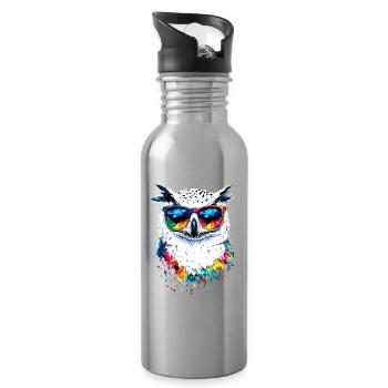 Snowy Owl White Owl Owl Owl Owl Snow Owl - Water bottle with straw - silver - Right