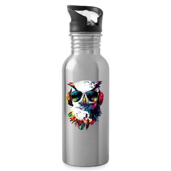 Snowy Owl White Owl Owl Owl Owl Snow Owl - Water bottle with straw - silver - Right