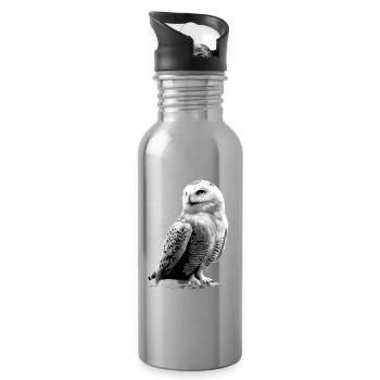 Snowy Owl White Owl Owl Owl Owl Snow Owl - Water bottle with straw - silver - Right