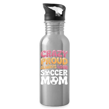 Fußball Sprüche Mama Lustiges Fußball Geschenk für - Trinkflasche mit integriertem Trinkhalm - Lightsilver - Rechts