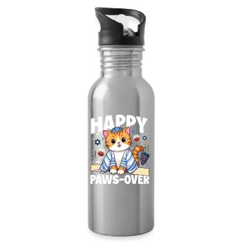Joyeuse Pâte sur l’amoureux des chats Drôle de Pessa’h - Gourde avec paille intégrée - argent clair - Droite