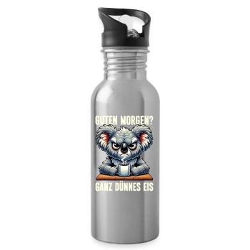Guten Morgen Ganz Dünnes Eis Koala Schlafmützen - Water bottle with straw - silver - Right